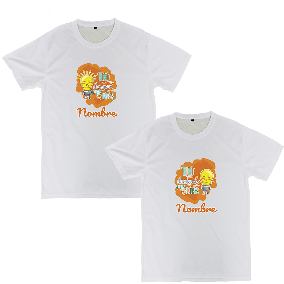 Playeras parejas:  Tú iluminas mis días + nombre. (1/2)