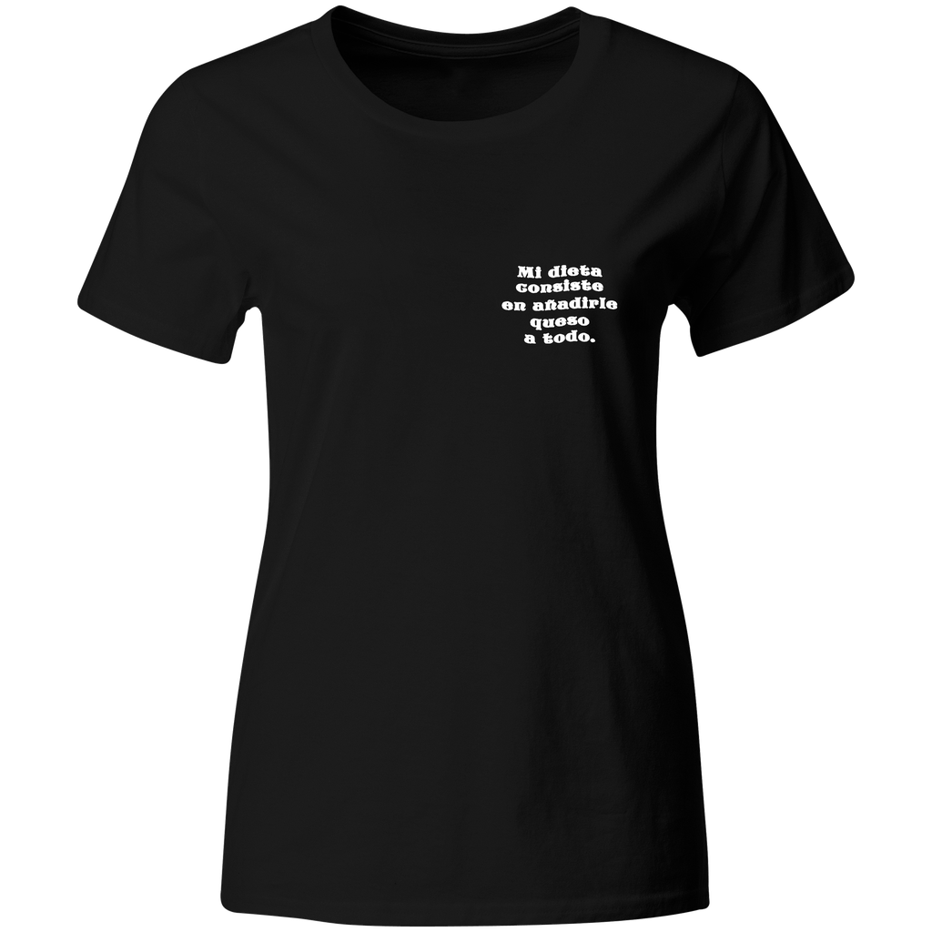 Playera Bordada Bfr4. Mi dieta consiste en añadirle queso a todo.Frase Divertida Meme Humor Chistosa