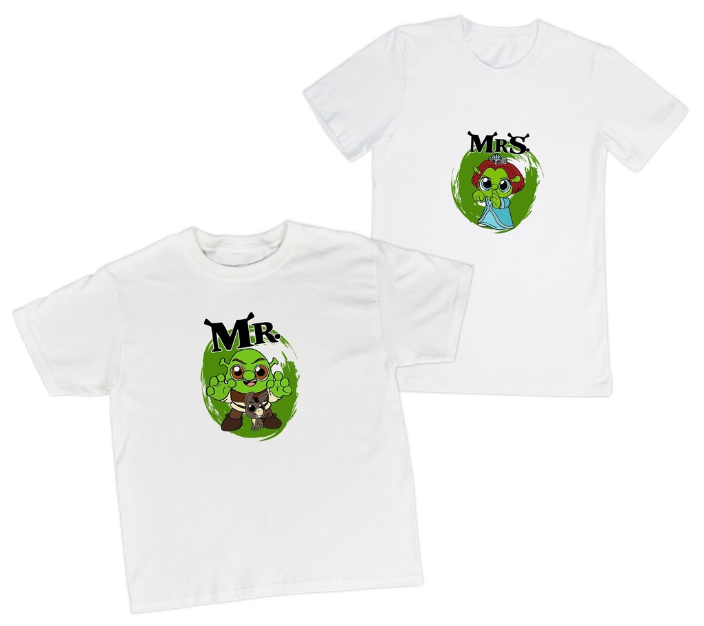 Playeras parejas:  Shrek y Fiona, Mr & Mrs.(1/2)