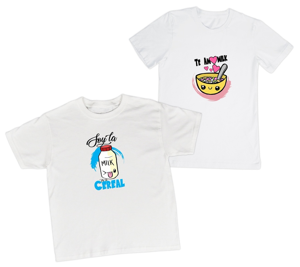 Playeras parejas:  Soy la milk de tu cereal | Te amo milk. (1/2)