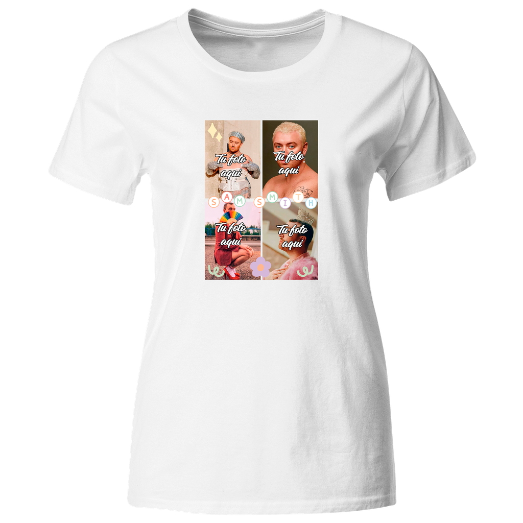 Playera Individual Lk656. Sam Smith personalizada c/ 4 fotos de tu elección 