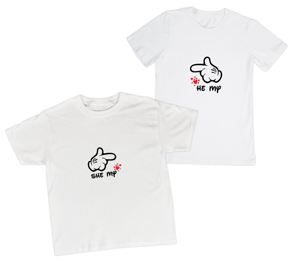 Playeras parejas:  She my | He my. (1/2)