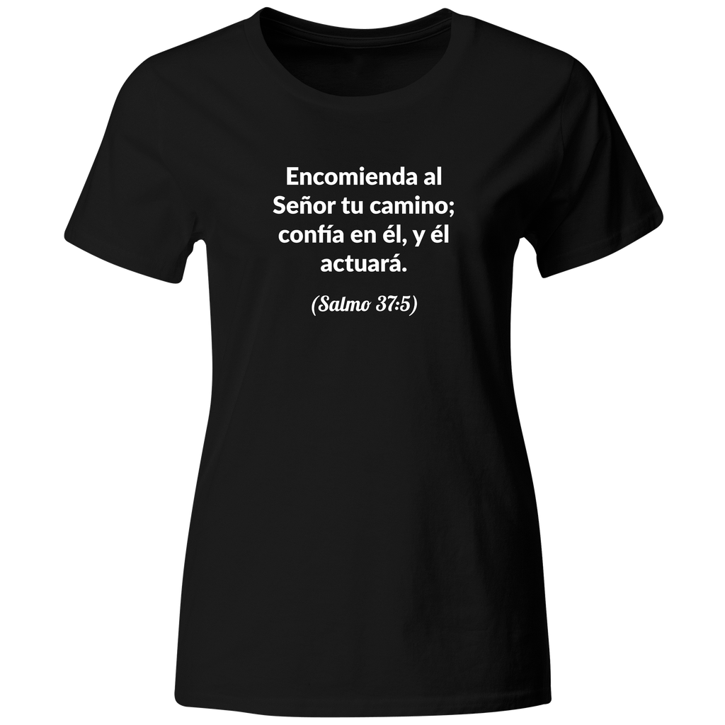 Playera Color Ic57. Frase Cristiana Religiosa: Salmo 37:5