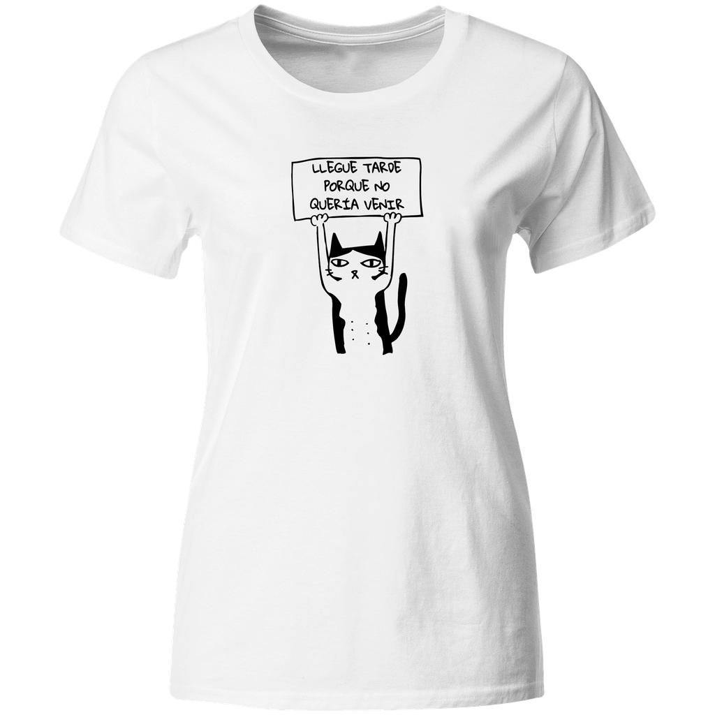 Playera Individual Lk696. Meme gato llegue tarde 