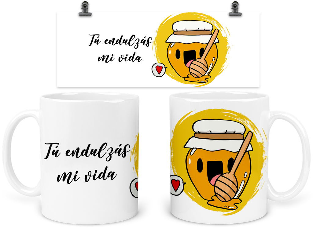Taza 11 Oz Tapp6. Dúo De Tazas Aniversario: abeja "Tú endulzás mi vida". 