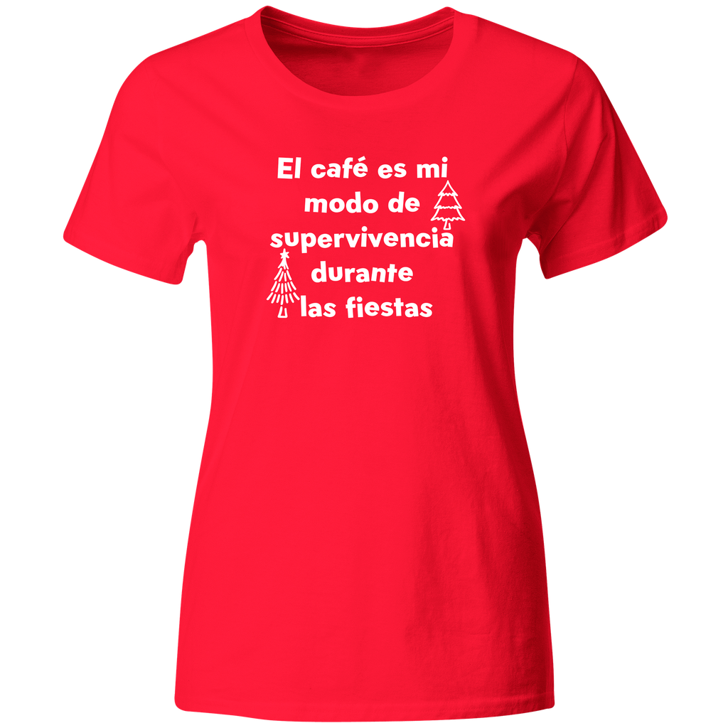 Playera Color Na155. Frase Navidad: Cafe modo de supervivencia