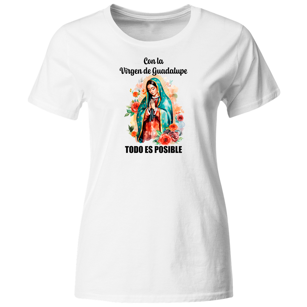 Playera Religiosa Rg11. Virgen De Guadalupe Todo Es Posible.