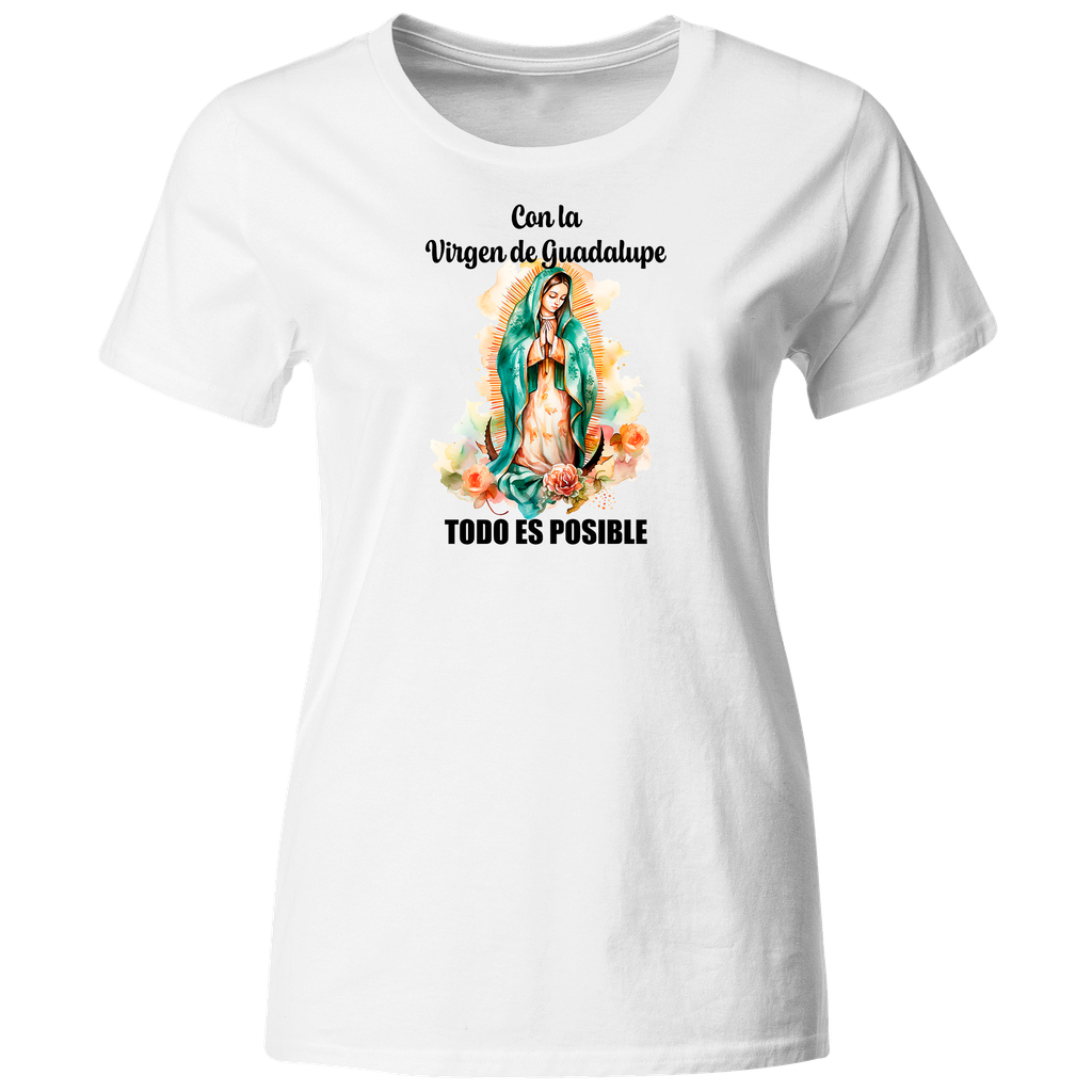 Playera Religiosa Rg12. Virgen De Guadalupe Todo Es Posible.
