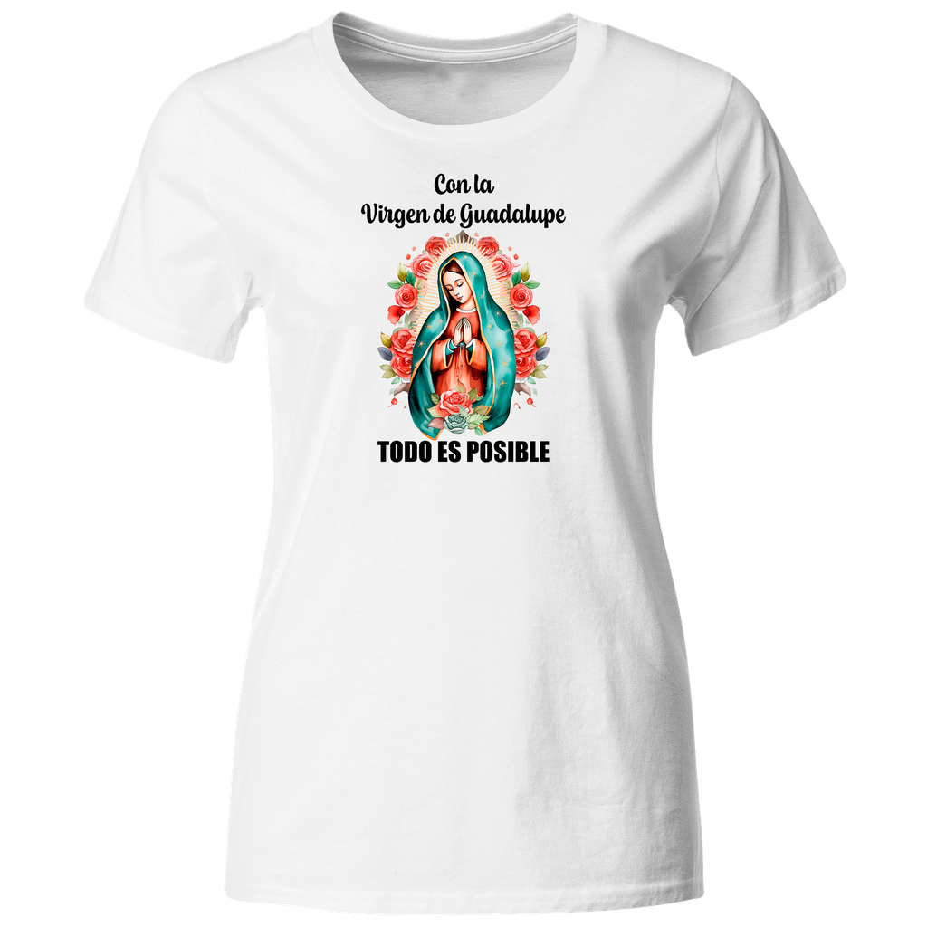 Playera Religiosa Rg13. Virgen De Guadalupe Todo Es Posible.