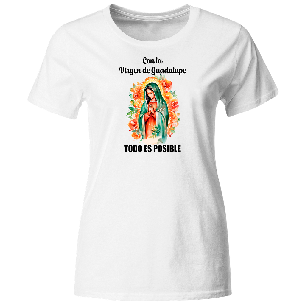 Playera Religiosa Rg14. Virgen De Guadalupe Todo Es Posible.