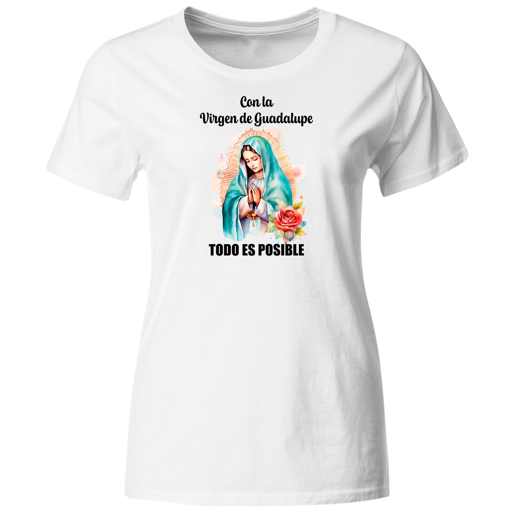 Playera Religiosa Rg15. Virgen De Guadalupe Todo Es Posible.