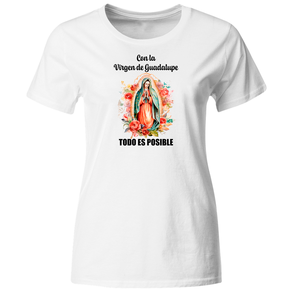 Playera Religiosa Rg17. Virgen De Guadalupe Todo Es Posible.