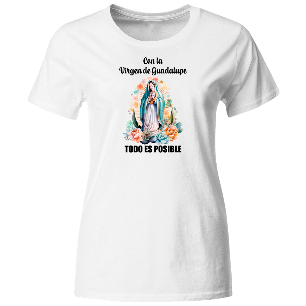 Playera Religiosa Rg18. Virgen De Guadalupe Todo Es Posible.