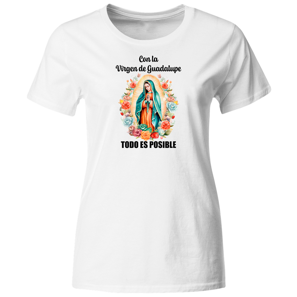Playera Religiosa Rg20. Virgen De Guadalupe Todo Es Posible.