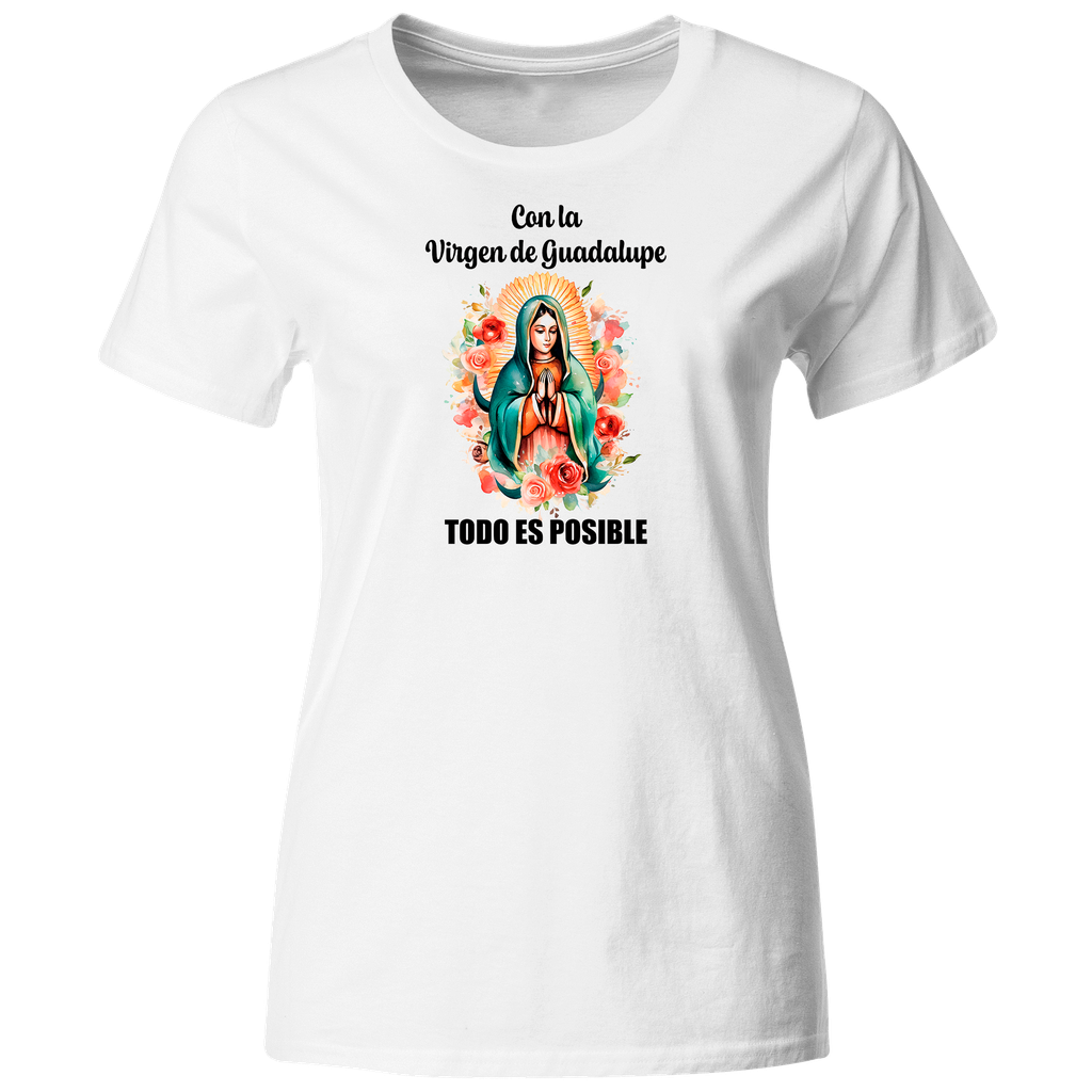 Playera Religiosa Rg21. Virgen De Guadalupe Todo Es Posible.