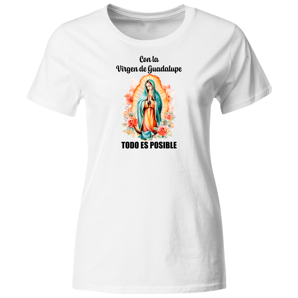Playera Religiosa Rg23. Virgen De Guadalupe Todo Es Posible.