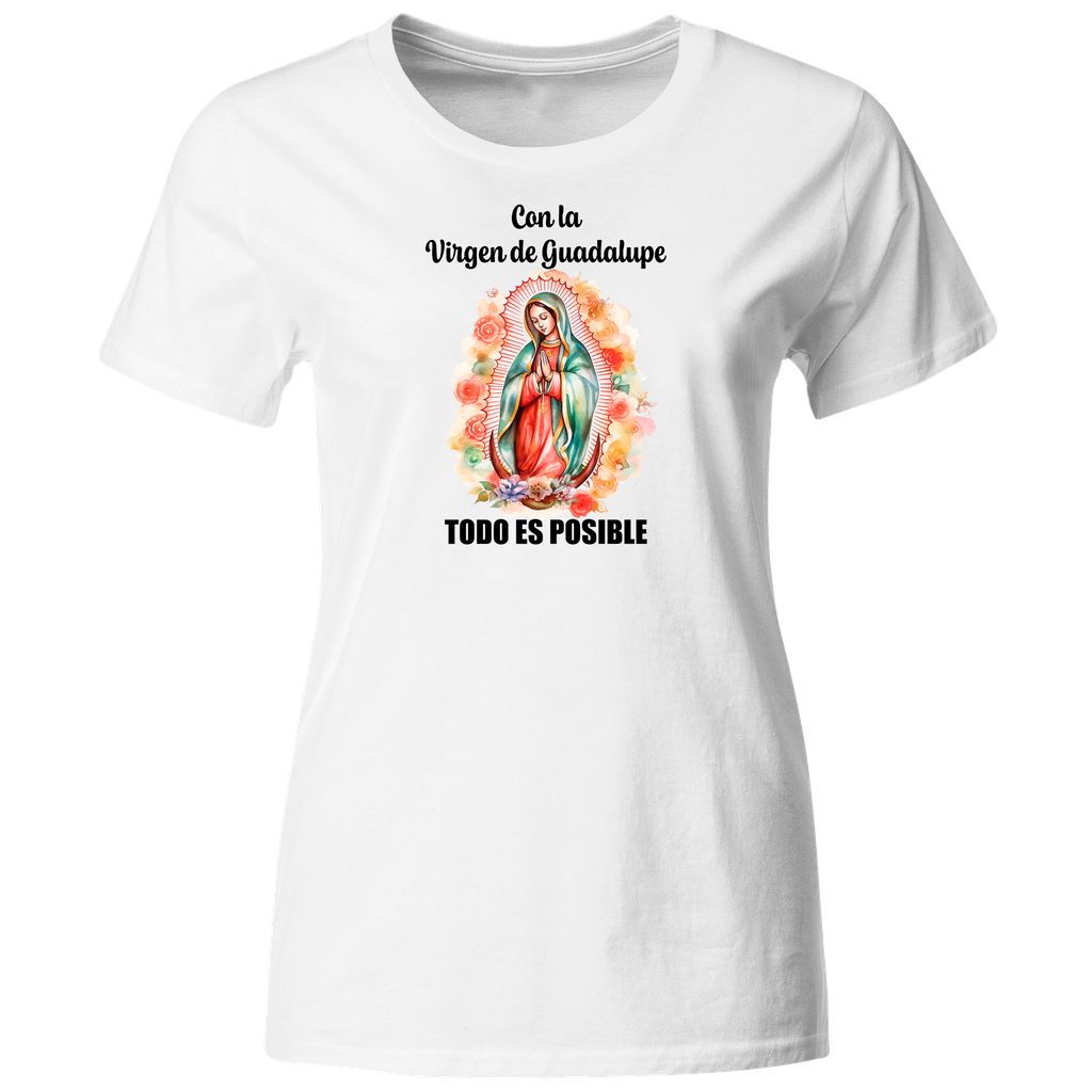 Playera Religiosa Rg24. Virgen De Guadalupe Todo Es Posible.