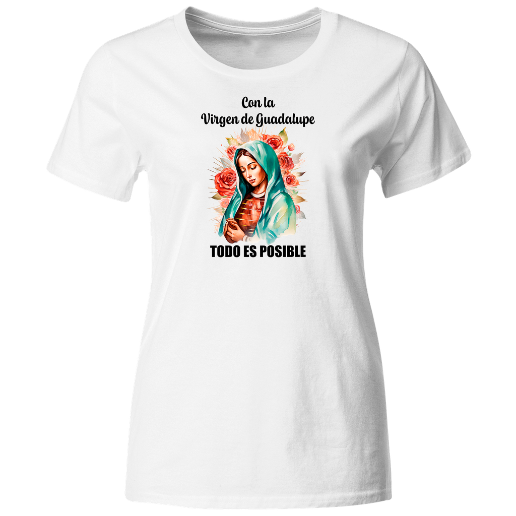 Playera Religiosa Rg25. Virgen De Guadalupe Todo Es Posible.