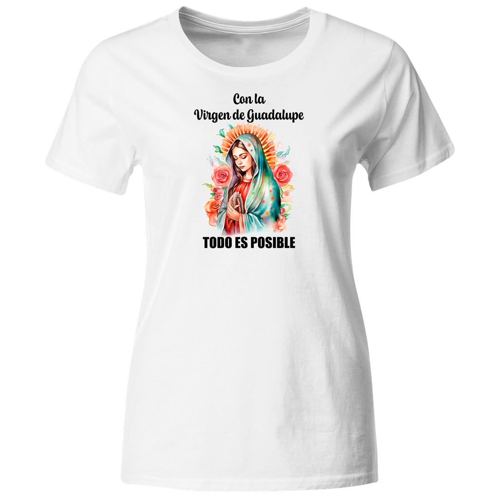 Playera Religiosa Rg27. Virgen De Guadalupe Todo Es Posible.
