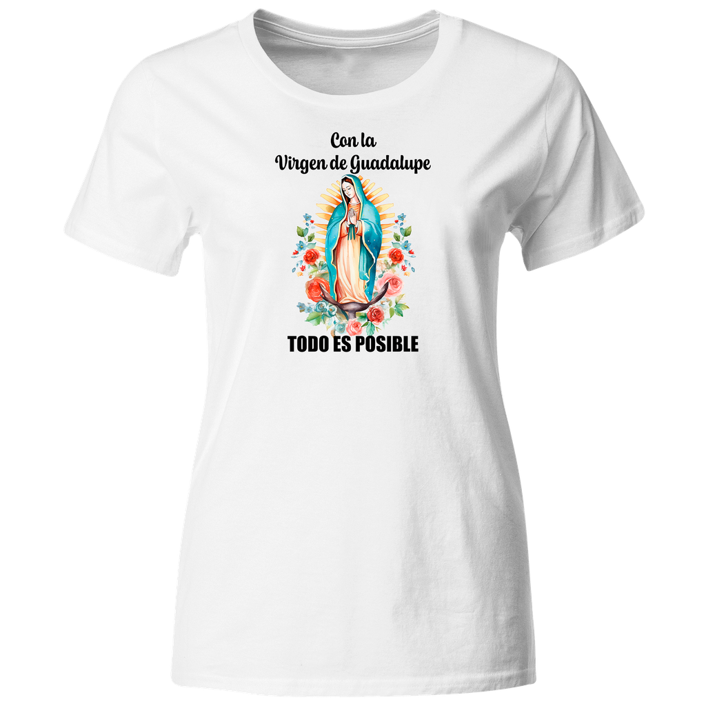 Playera Religiosa Rg28. Virgen De Guadalupe Todo Es Posible.