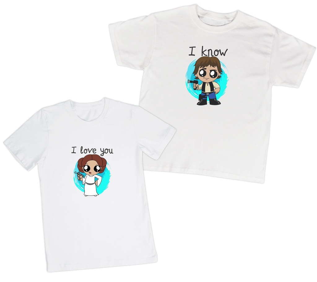 Playeras parejas:  Leia y Han Solo. (1/2)