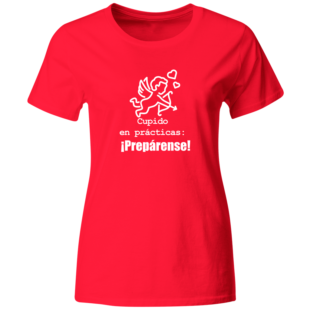 Playera Lsv2. Frase meme: cupido en practicas. San valentin