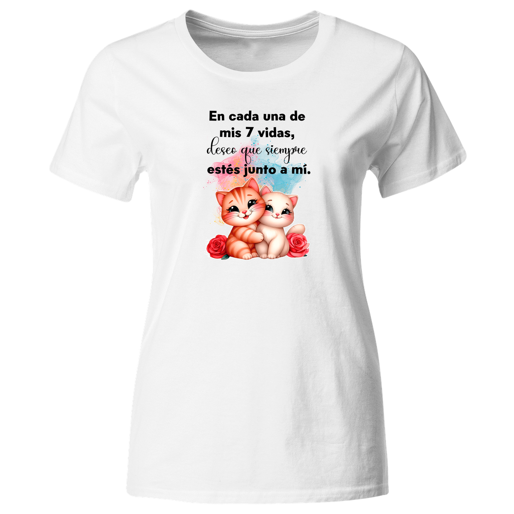 Playera Lsv20 Parejas. Gatitos. 7 vidas estes junto a mi