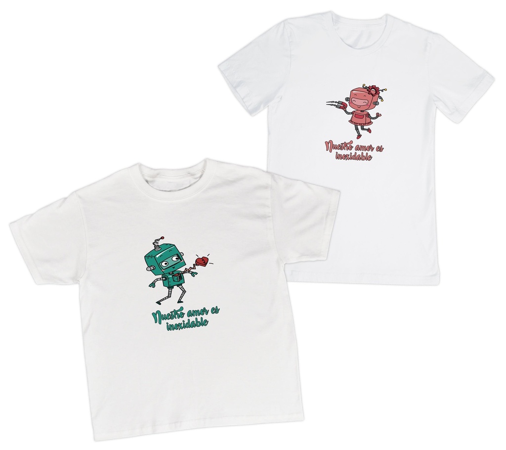 Playeras parejas:  Robot. Nuestro amor es inoxidable. (1/2)