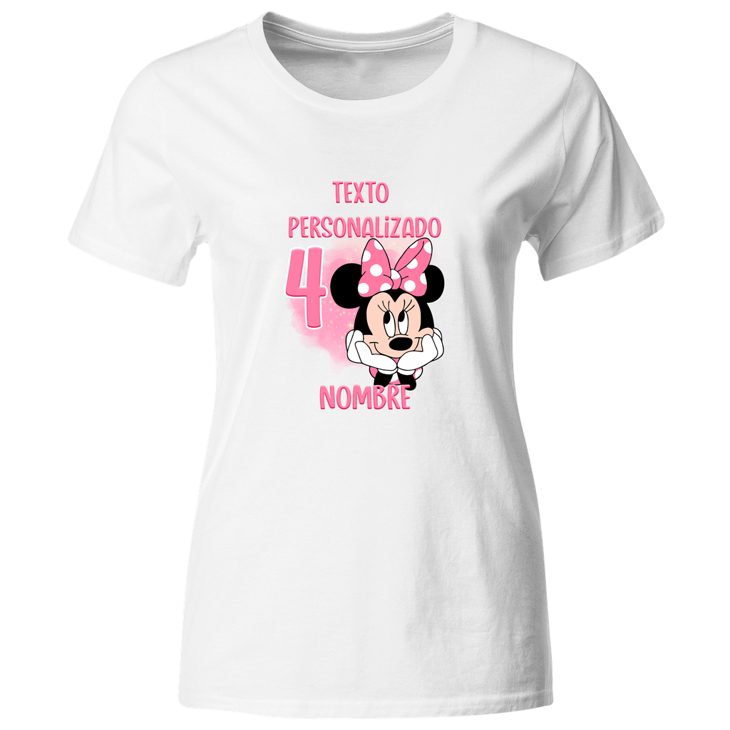 Playera Personalizada Cumpleaños Pc94. Mimi Minnie Rosa Mickey Ratoncita