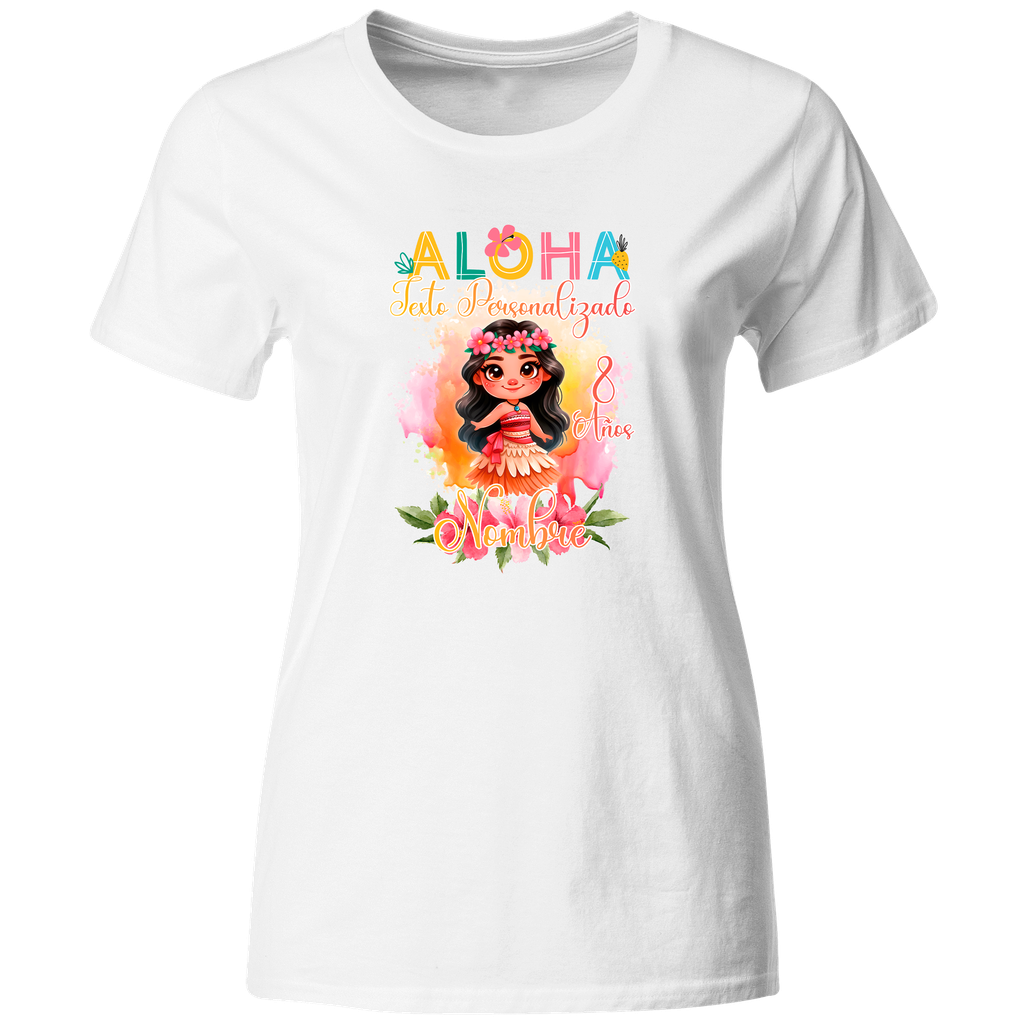 Playera Personalizada Cumpleaños Pc102. Princesa Aloha Hawaiiana Moana 