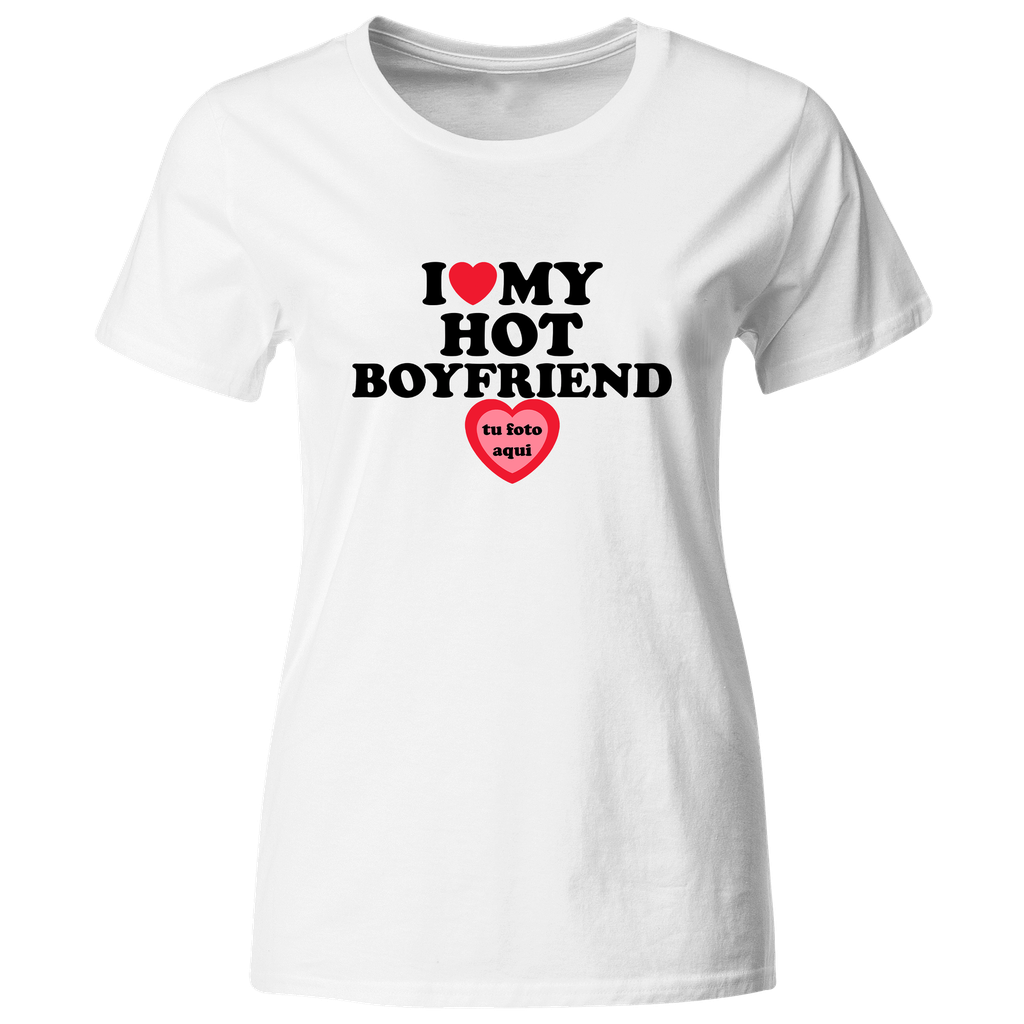 Playera Lsv50 Parejas. I Love My Hot Boyfriend. Con foto personalizada