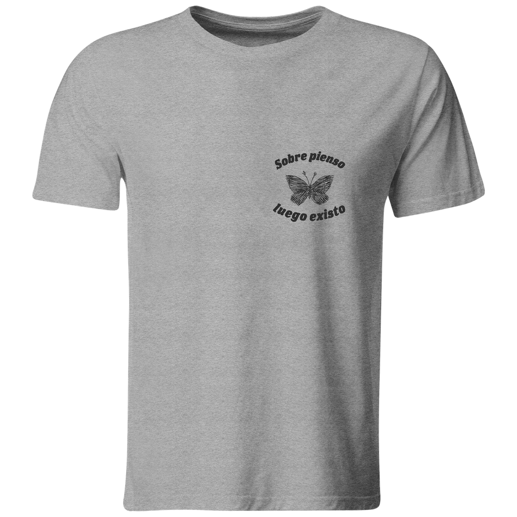 Playera Bordada Lc56. Frase Meme Sobrepienso luego existo mariposa