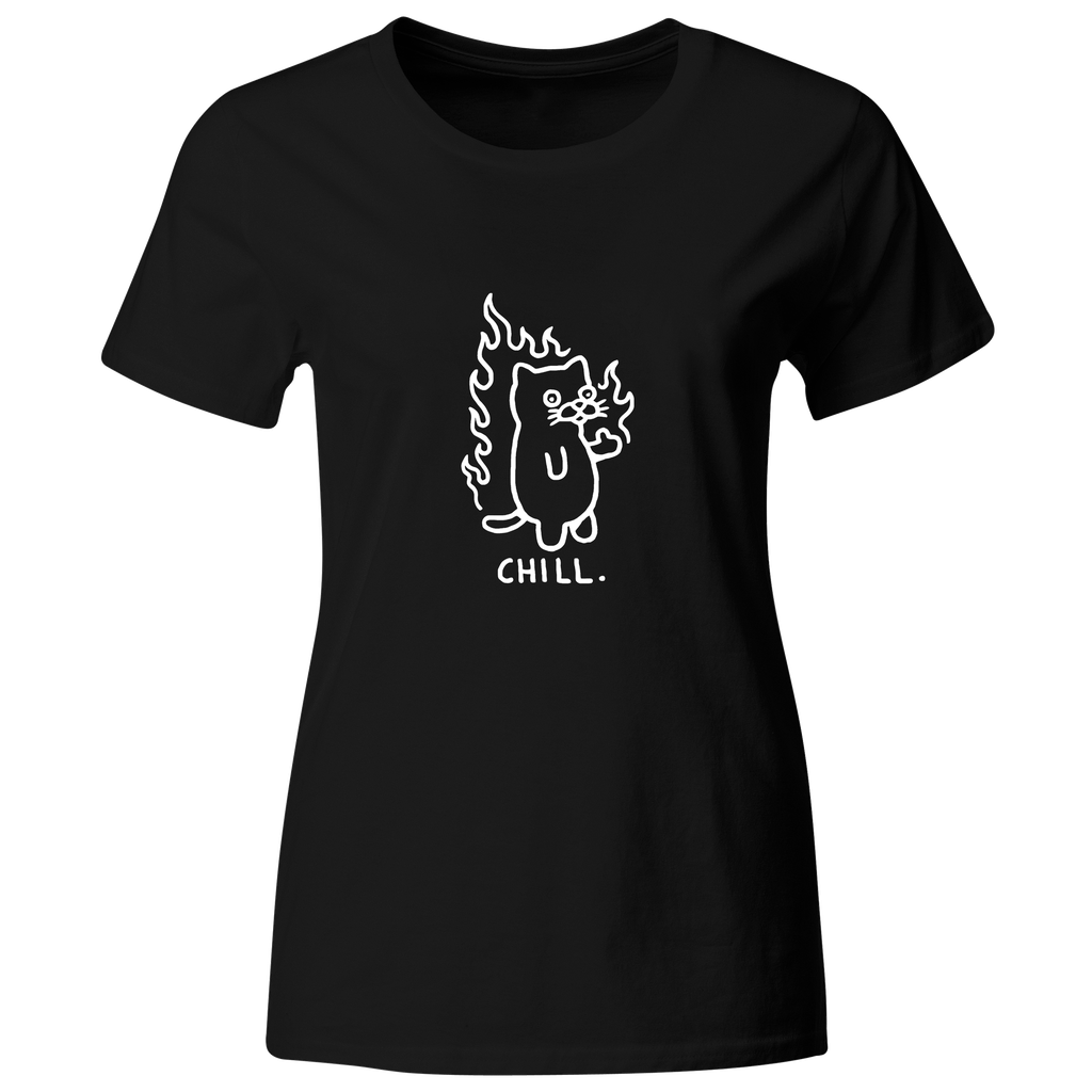 Playera Color Ic149. Meme Anime gato chill this is fine