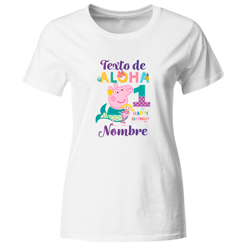 Playera Personalizada Cumpleaños Pc131. Peppa sirena mermaid cerdita