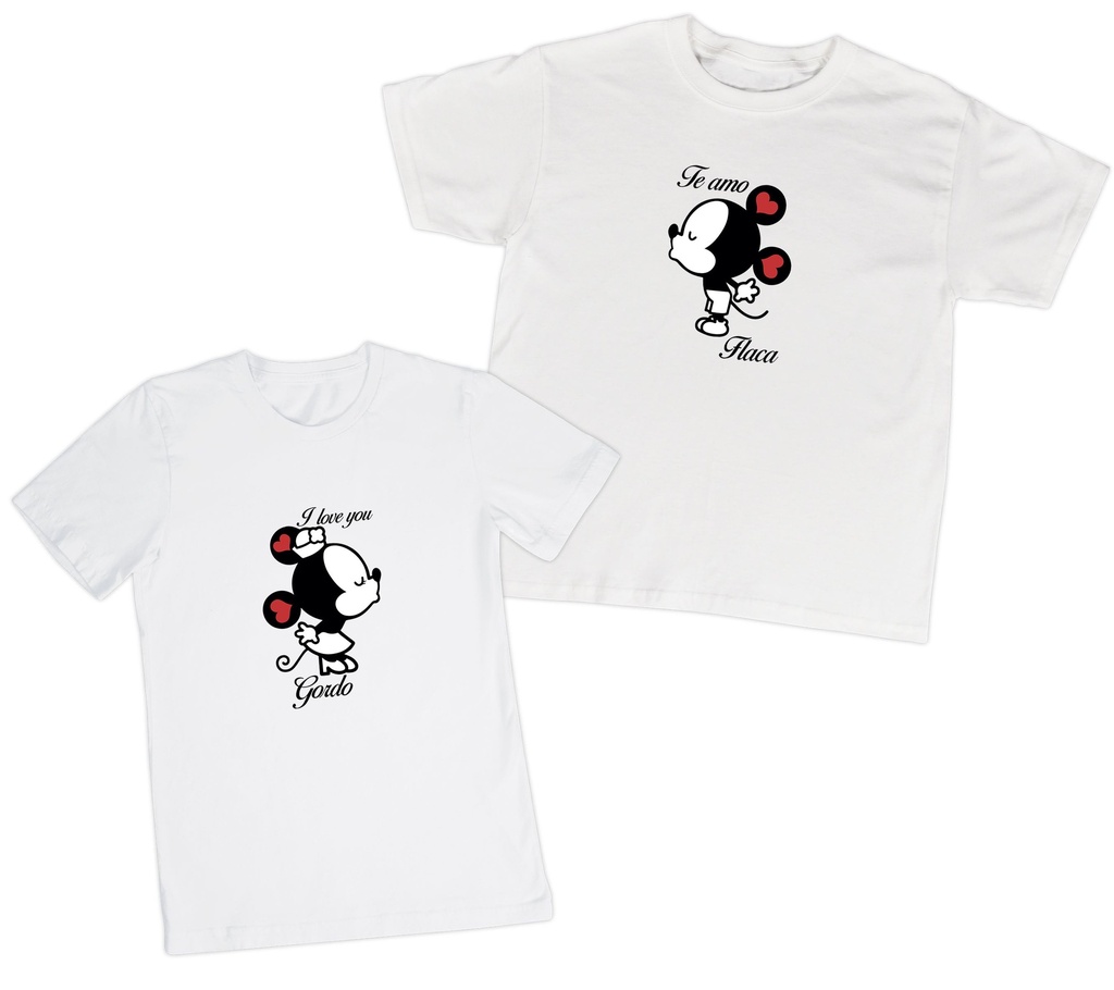 Playeras parejas:  Te amo flaca - Te amo gordo. (1/2)