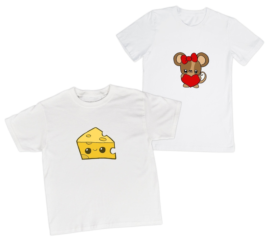 Playeras parejas:  Ratón y queso. (1/2)