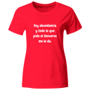 Playera Color lk740. Frase positiva "Soy abundancia"