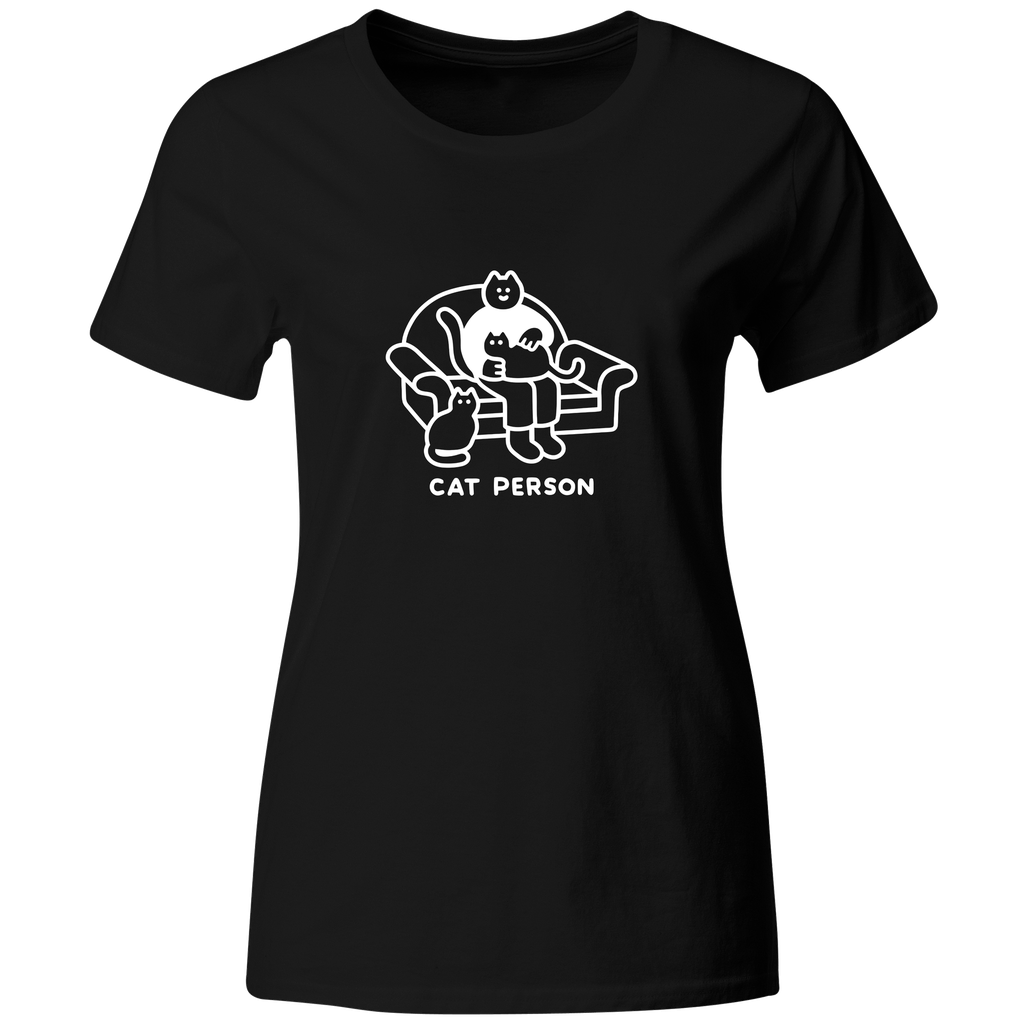 Playera Color ic164. Frase meme "Cat Person" Gatos