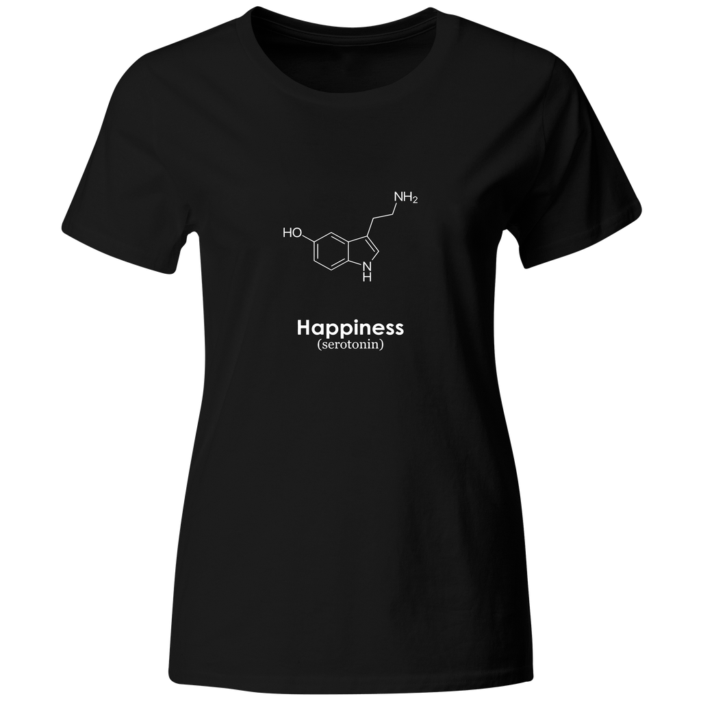 Playera Color ic170. Frase "Happiness" Serotonina