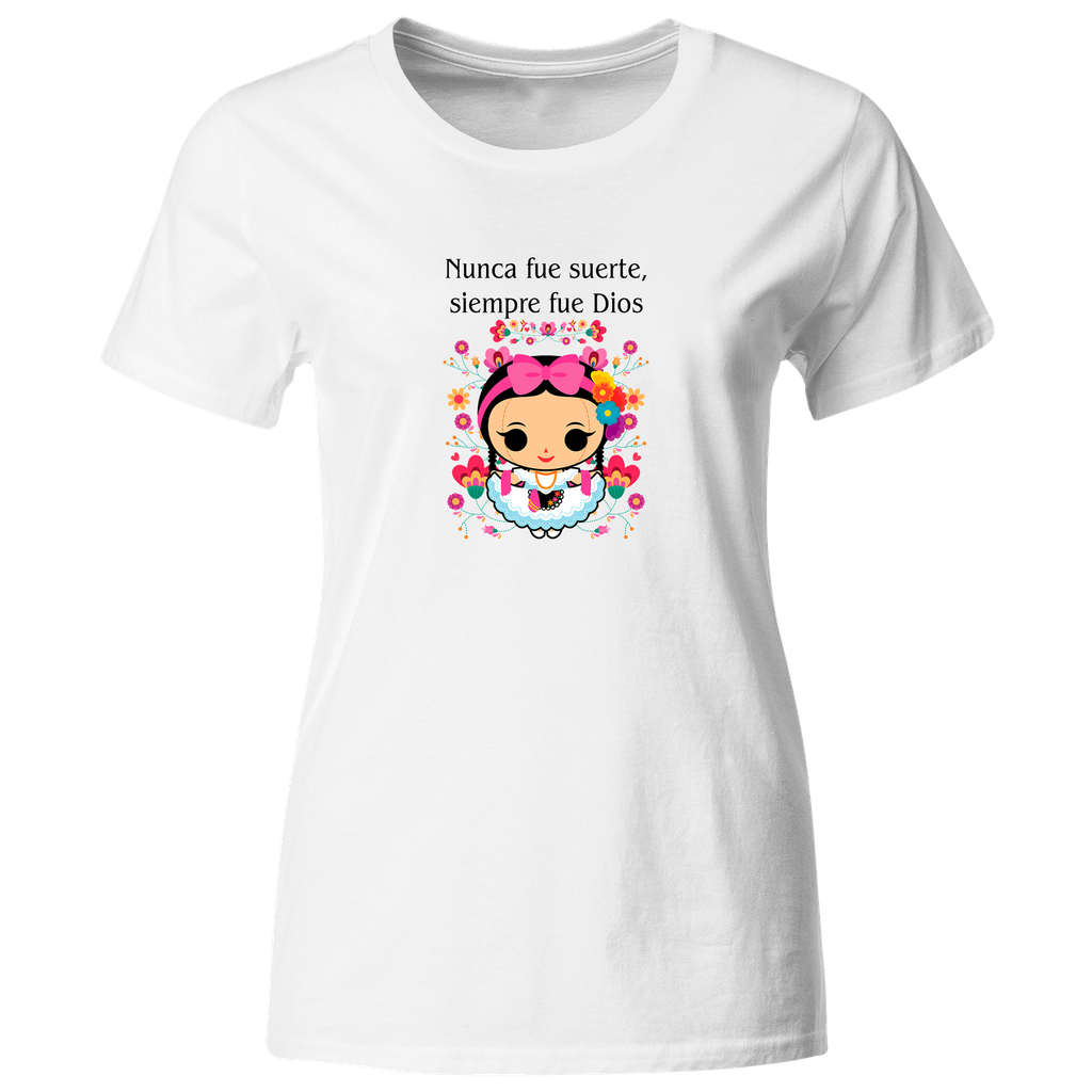 Playera Religiosa Rg54. Frase Nunca fue suerte siempre fue Dios