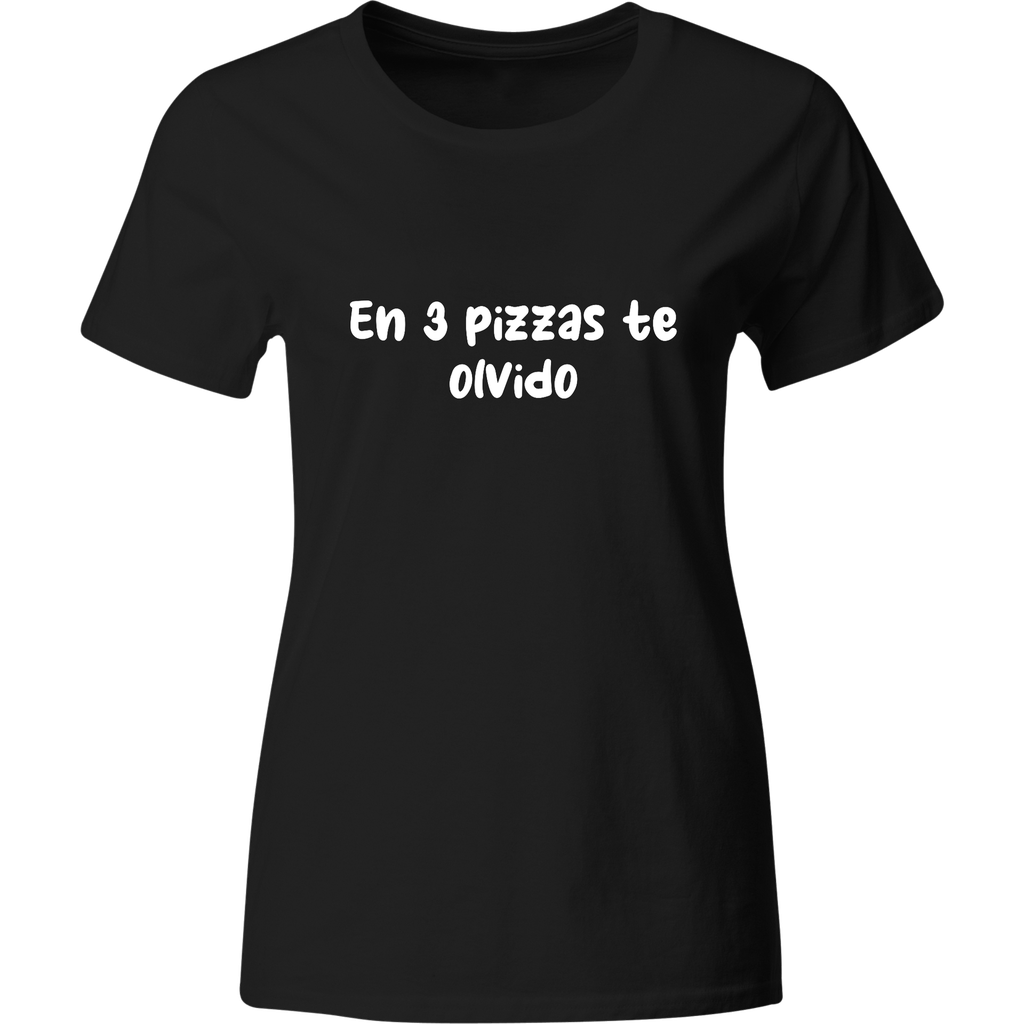 Playera: en 3 pizzas te olvido. | Mod. LK194