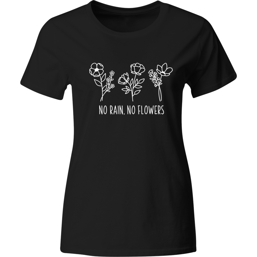 Playera Color Lk202. Frase No Rain No Flowers Anime