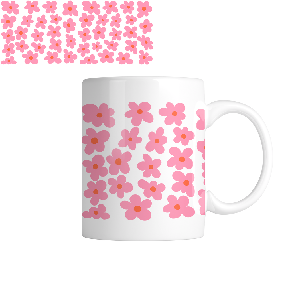 Taza TAE40: Flores. Aesthetic vintage kawaii motivation (Con nombre)