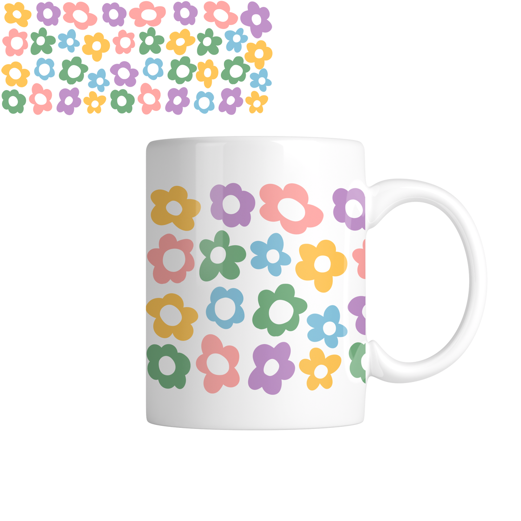Taza TAE41: Flores. Aesthetic vintage kawaii motivation (Con nombre)