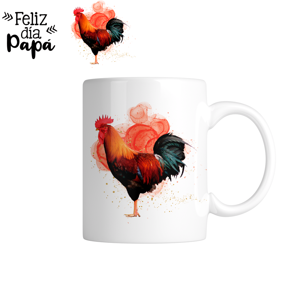 Taza da15. Feliz día papá gallo. (Con nombre)