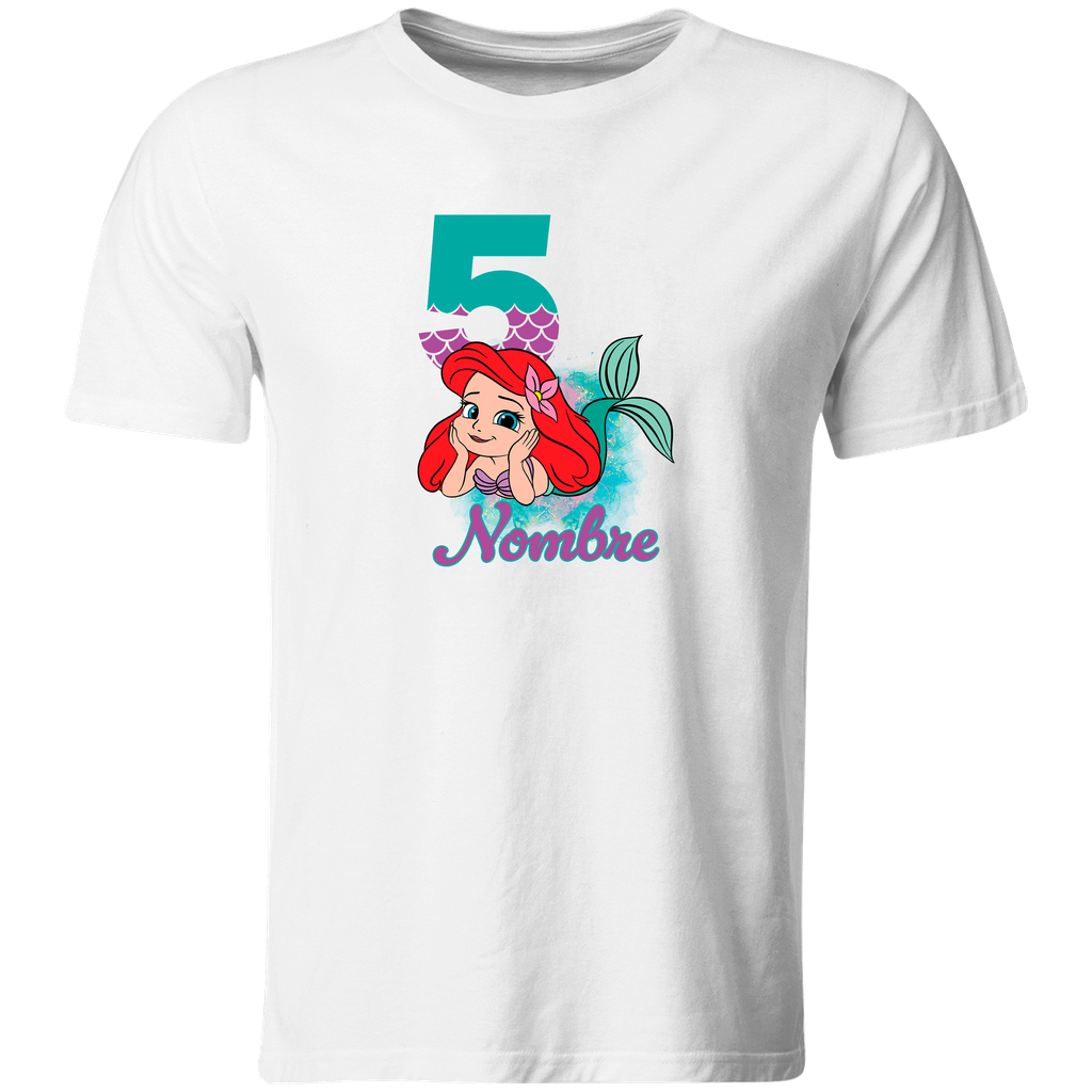 Playera Personalizada Cumpleaños Pc44. mermaid sirenita (Recto​)
