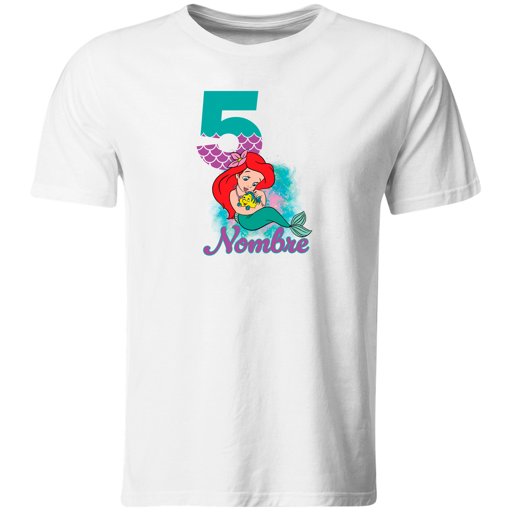 Playera Personalizada Cumpleaños Pc45. Mermaid Sirenita (Recto​)