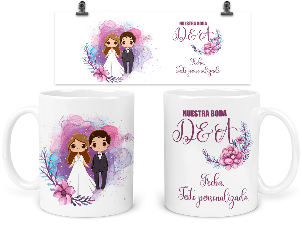 Taza Para Recuerdo De Boda Trc6. Detalles, sólo cambia el texto.