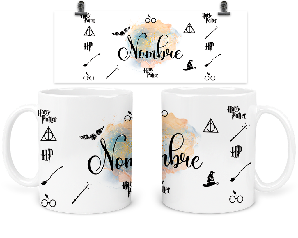 Taza 11 Oz Tae108. Harry Reliquias de la muerte potter (Con nombre)