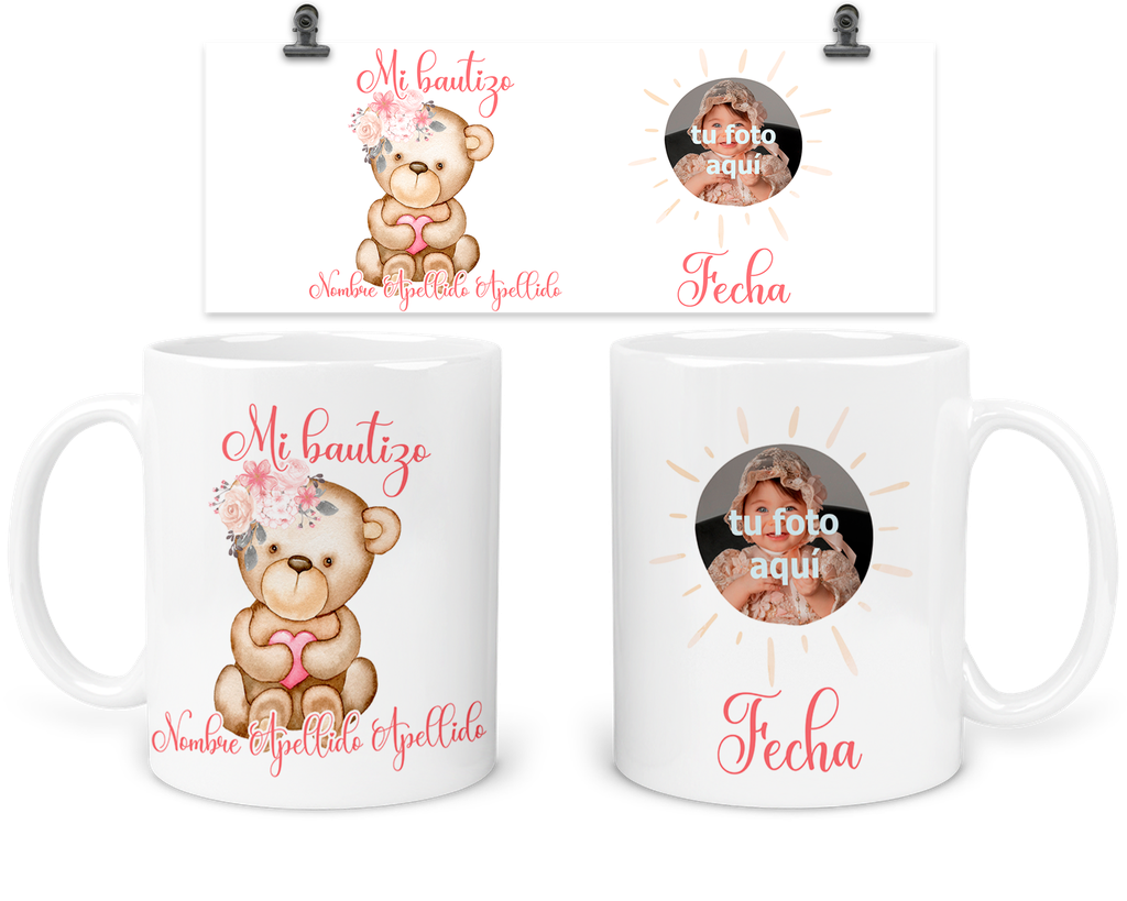 Taza Personalizada Para Bautizo Tba17. Detalle Invitados (Sin personalizado)
